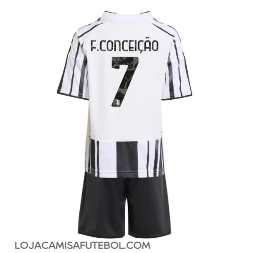 Camisa de Futebol Juventus Francisco Conceicao #7 Equipamento Principal Infantil 2025-26 Manga Curta (+ Calças curtas)